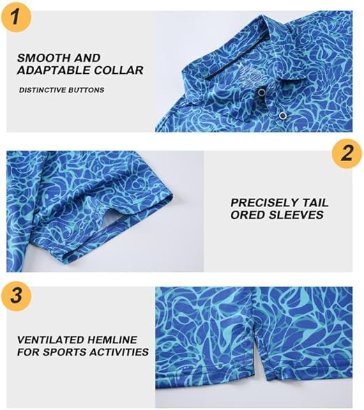 Premium Golf Shirts for Men Dry Fit Performance Polo Short Sleeve Collared Shirt