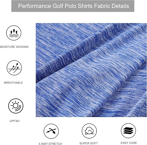 Mens Golf Shirt Moisture Wicking Quick-Dry Short Sleeve Casual Polo Shirts for Men